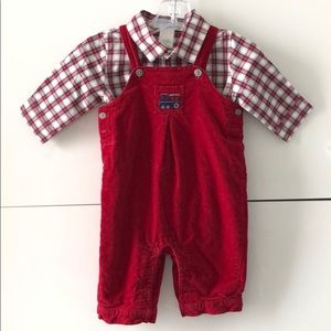 Janie and Jack  Overall with button up shirt